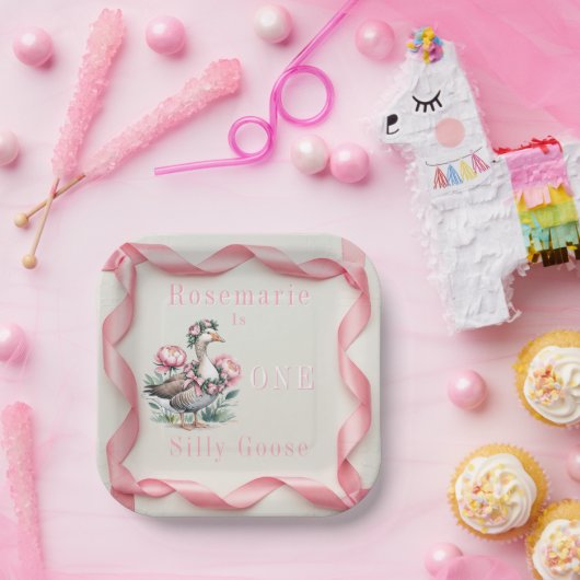 Onze Gekke Gans is Turn One Birthday Papieren Bordje (Feest)
