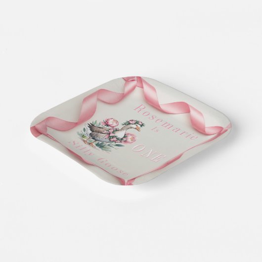 Onze Gekke Gans is Turn One Birthday Papieren Bordje (Gebogen)