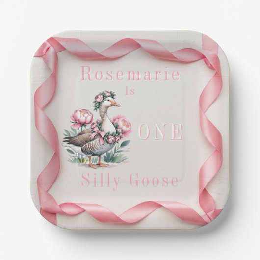 Onze Gekke Gans is Turn One Birthday Papieren Bordje (Voorkant)