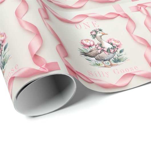 Onze Gekke Gans is Turn One Girl Verjaardag Cadeaupapier (Rol Hoek)