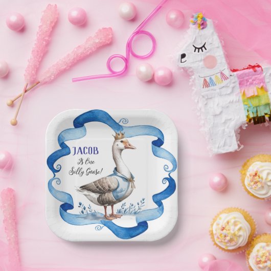 Onze Gekke gans wordt een jongensverjaardag Papieren Bordje (Feest)