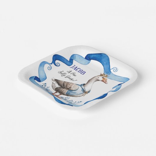 Onze Gekke gans wordt een jongensverjaardag Papieren Bordje (Gebogen)