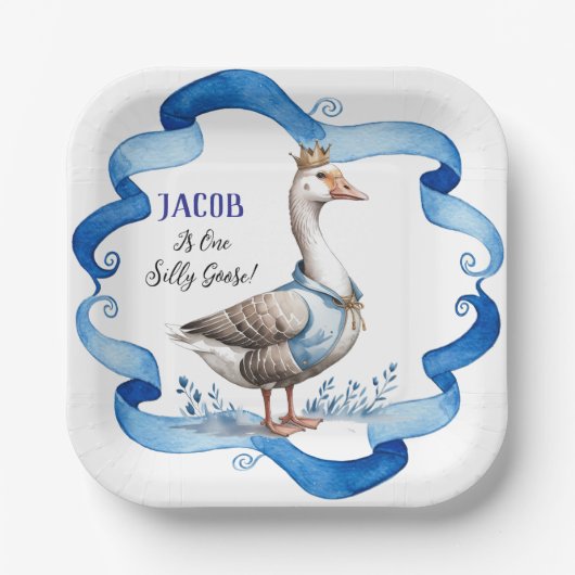 Onze Gekke gans wordt een jongensverjaardag Papieren Bordje (Voorkant)