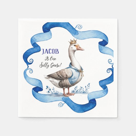 Onze Gekke gans wordt een jongensverjaardag Servet (Voorkant)