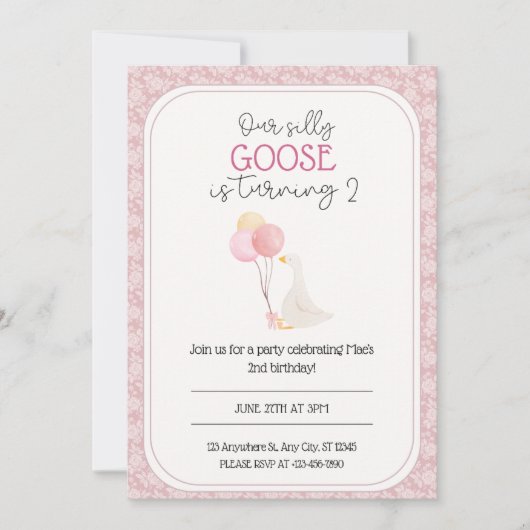 Onze Gekke Goose verjaardagsuitnodiging Kaart (Voorkant)