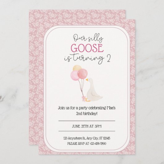 Onze Gekke Goose verjaardagsuitnodiging Kaart (Voorkant / Achterkant)