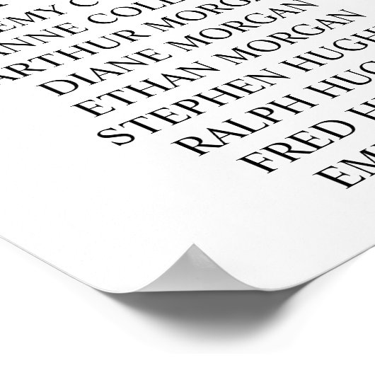 Onze Geliefde Mensen Trouwzaal Stoelenkaart Poster (Hoek)