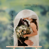 Onze gelukkig ooit na huwelijksfoto acryl bord (Neutraal)