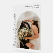 Onze gelukkig ooit na huwelijksfoto acryl bord (Hoek)