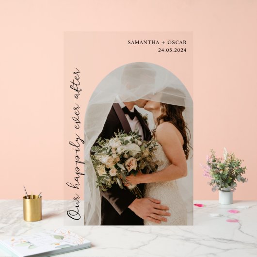 Onze gelukkig ooit na huwelijksfoto acryl bord (Huwelijk)