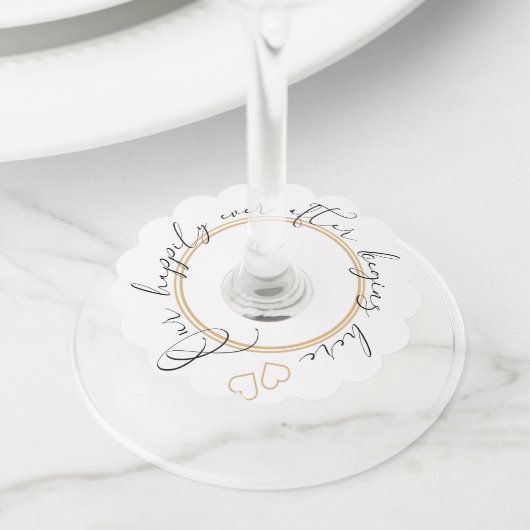 Onze gelukkige eindbestemming wijnglaslabel (Dichtbij)