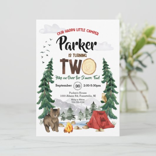 Onze gelukkige kleine Camper is twee uitnodiging v (Staand voorkant)