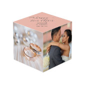 Onze Gelukkige Ooit na Douane 4 Huwelijksfoto Kubus (Voorkant hoekig)