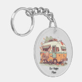 Onze gelukkige plaats campingaanhangwagen sleutelhanger (Voorkant Links)