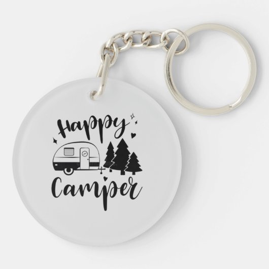 Onze gelukkige plaats campingaanhangwagen sleutelhanger (Achterkant)