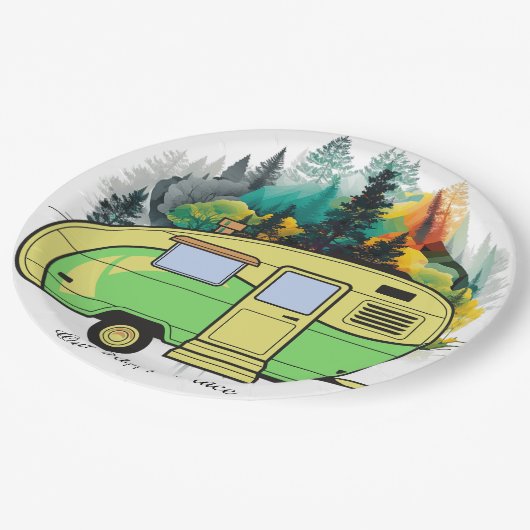 Onze gelukkige plek. Retro Camping Papier Bord (Gekanteld)
