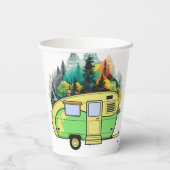 Onze gelukkige plek. Retro Camping Papieren Bekers (Achterkant)