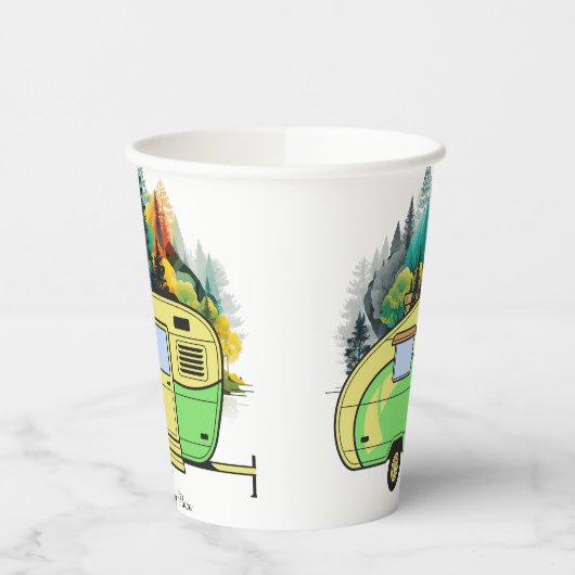 Onze gelukkige plek. Retro Camping Papieren Bekers (Links)