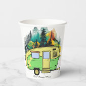 Onze gelukkige plek. Retro Camping Papieren Bekers (Voorkant)