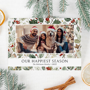 Onze Gelukkigste Seizoen Familie Foto Kerstkaart
