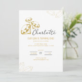 Onze Gem Verjaardag Uitnodiging Gold Diamond Theme (Staand voorkant)
