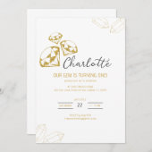 Onze Gem Verjaardag Uitnodiging Gold Diamond Theme (Voorkant / Achterkant)