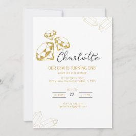 Onze Gem Verjaardag Uitnodiging Gold Diamond Theme