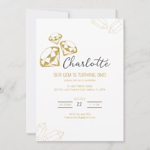 Onze Gem Verjaardag Uitnodiging Gold Diamond Theme