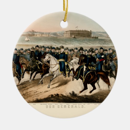 Onze generaals, herstel van de  burgeroorlog keramisch ornament (Voorkant)