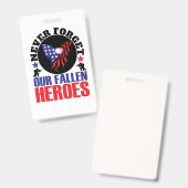 Onze Gesneuvelde Helden Nooit Vergeten Badge (Voor- en achterkant)