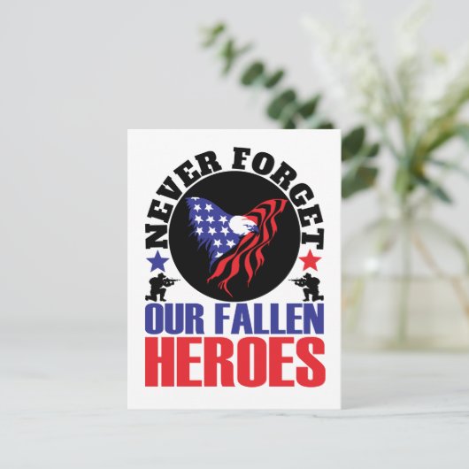 Onze Gesneuvelde Helden Nooit Vergeten Briefkaart (Staand voorkant)