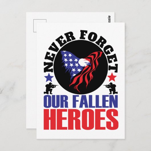 Onze Gesneuvelde Helden Nooit Vergeten Briefkaart (Voorkant / Achterkant)