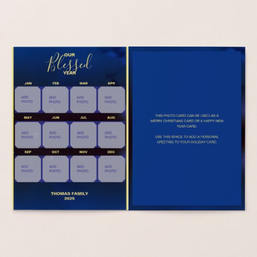 Onze Gezegende Jaar 12 Foto Vakantie Folie Kaart (Binnen)