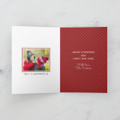 Onze Gezegende Jaar Kerstfotokaart Rode Collage Kaart (Binnen)