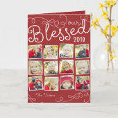 Onze Gezegende Jaar Kerstfotokaart Rode Collage Kaart (Gele Bloem)