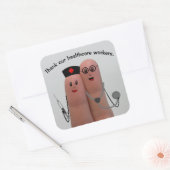 Onze gezondheidswerkers bedanken vierkante sticker (Envelop)