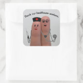 Onze gezondheidswerkers bedanken vierkante sticker (Tas)