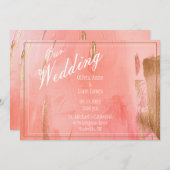 Onze goudroze rietkleurige bruiloft van de moderne kaart (Voorkant / Achterkant)