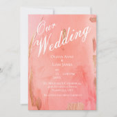Onze goudroze rietkleurige bruiloft van de moderne kaart (Voorkant)