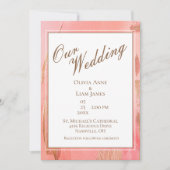 Onze goudroze rietkleurige bruiloft van de moderne kaart (Voorkant)