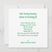 Onze grappige bunny, bunny verjaardagsuitnodiging kaart (Achterkant)