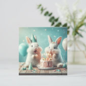 Onze grappige bunny, bunny verjaardagsuitnodiging kaart (Staand voorkant)