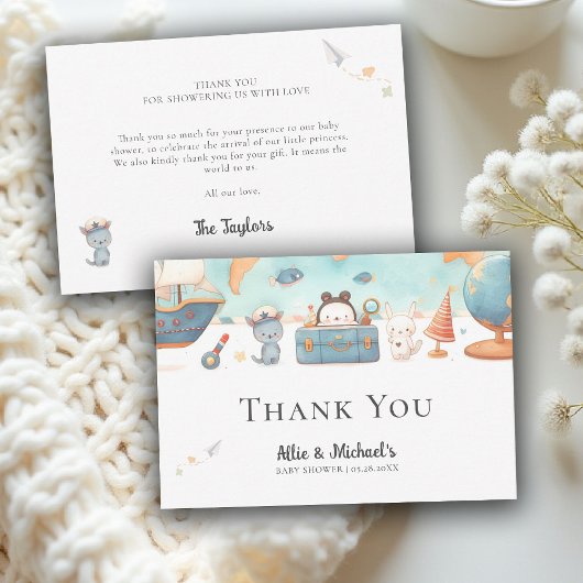 Onze Grootste Avonturenkaart Neutrale Baby Shower Bedankkaart