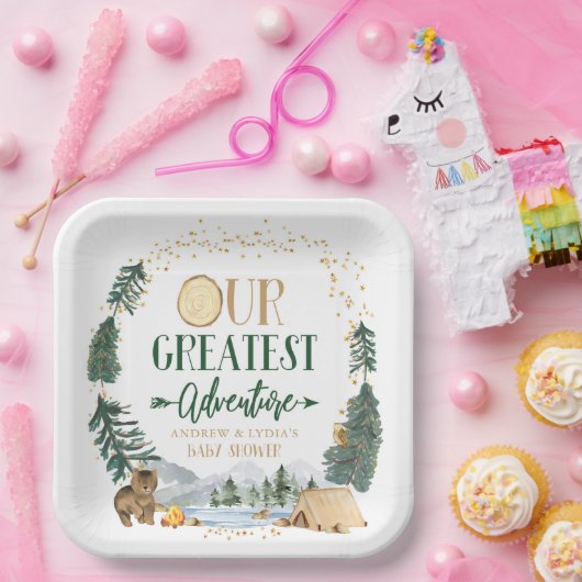 Onze grootste avontuur Baby shower Borden Papieren Bordje (Feest)