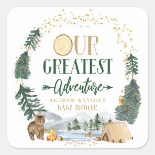 Onze Grootste Avontuur Baby Shower Vierkante Sticker