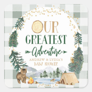 Onze Grootste Avontuur Baby Shower Vierkante Sticker