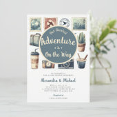 Onze grootste avontuur retro gecodeerde baby boy d kaart (Staand voorkant)