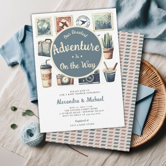 Onze grootste avontuur retro gecodeerde baby boy d kaart