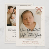 Onze Grootste Cadeau Baby Aankondiging Kerstkaart (Voorkant / Achterkant)