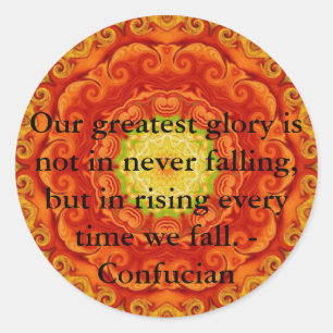 Onze grootste glorie is niet in nooit vallen, maar ronde sticker